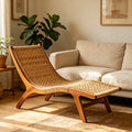 Handwoven Solid Wood Chaise Lounge Chair
